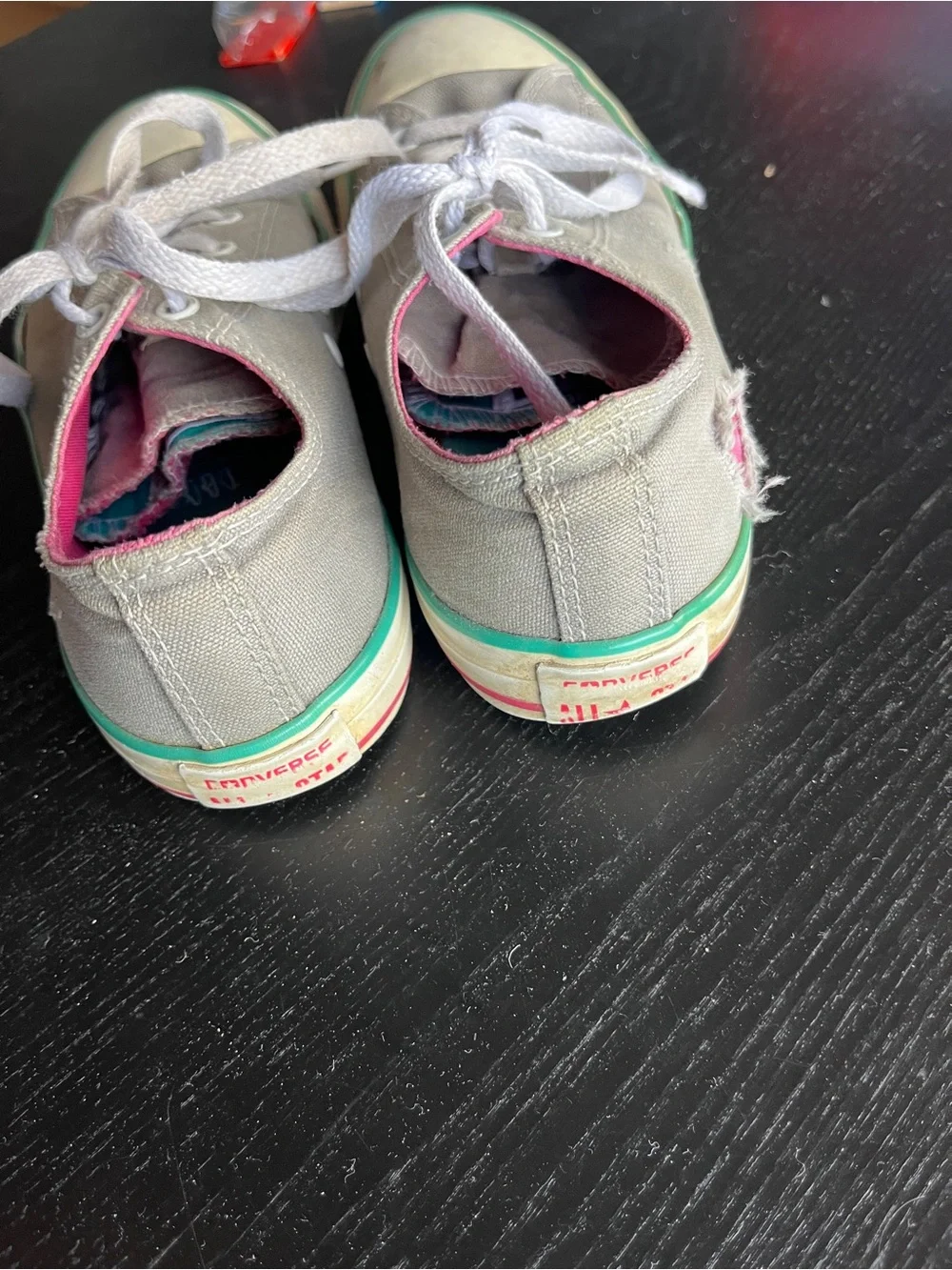 Converse All Star Low Gray Pink Green Canvas Shoes Junior 5 Sneakers